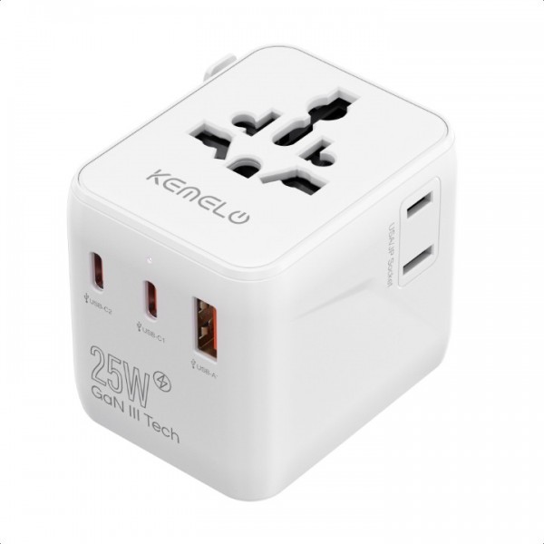 25W Universal Adapter, 5 in 1 Universal Travel Ada...