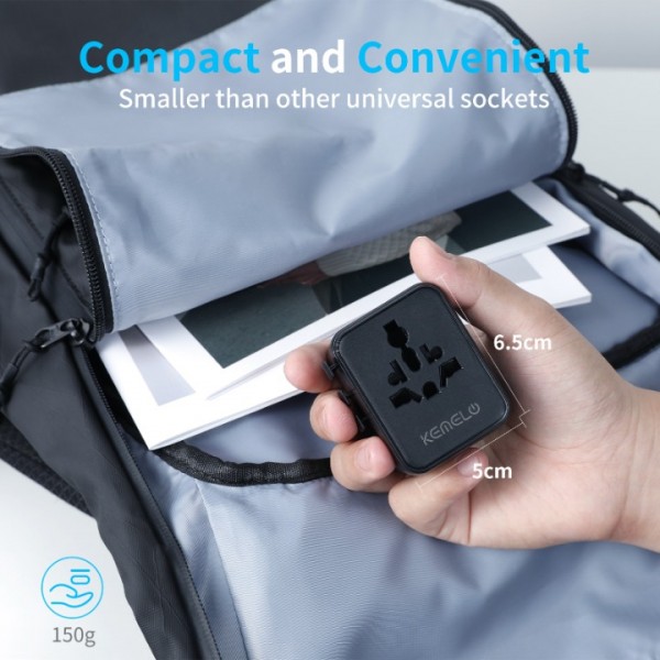 Universal Travel Plug Adapter Charger, 5 in 1 International Travel Adapter with 1 USB 2 Type C, 1 World Outlet and US/JP Outlet, Travel Plug for EU, UK, USA, Canada, Australia, Japan