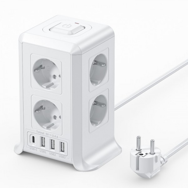 Power Strip with Switch, 5M Surge and Lightning Pr...