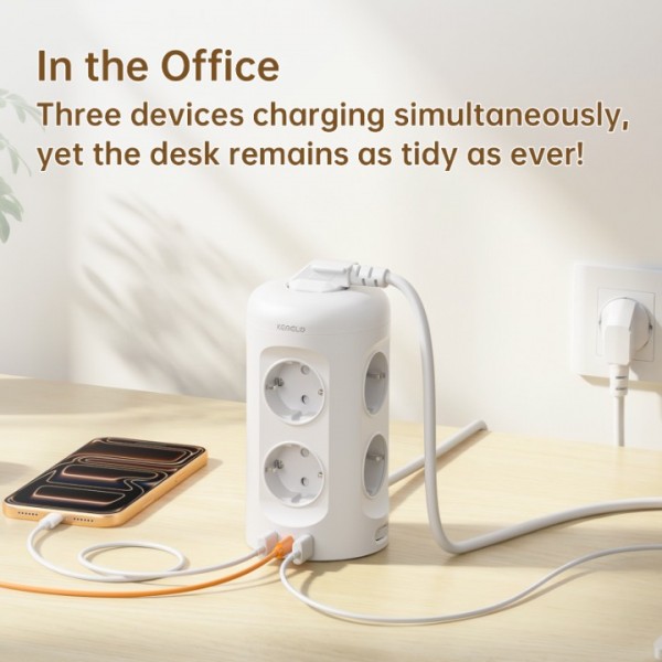 3M Power Strip with Switch,9 Compartment Multi-Socket Power Strip with 3 USB,Multi-Plug Surge Protector, Extension Cable Socket Tower for Home,Office